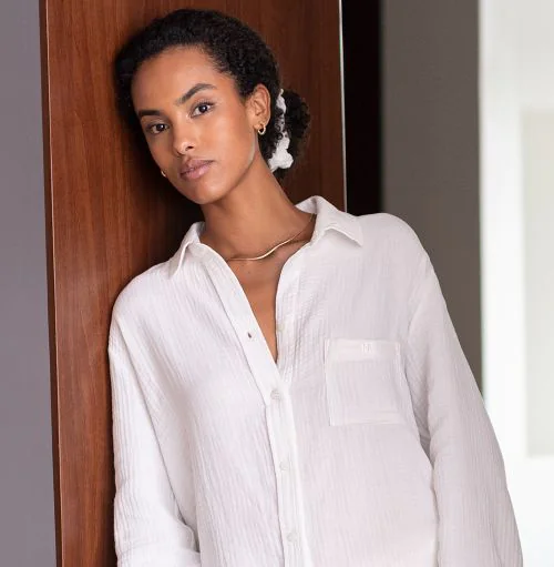 Ensemble pyjama gaze de coton blanc